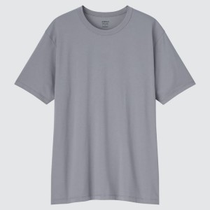 Uniqlo Airism Cotton Crew Neck Men's T Shirts Grey | PRUWZB805