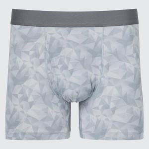 Uniqlo Airism Geometric Boxers Men's Underwear Grey | RVBWAJ750