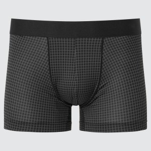 Uniqlo Airism Low Rise Checked Boxers Men's Underwear Black | WZJYNB645