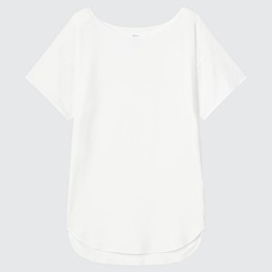 Uniqlo Airism Seamless Boat Neck Longline Women's T Shirts White | AGKZIF216