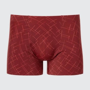 Uniqlo Airism Seamless Printed Boxers Men's Underwear Red | VKFOHW904