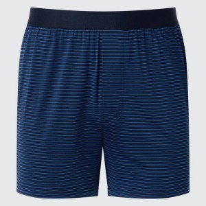 Uniqlo Airism Striped Loose Fit Boxers Men's Underwear Navy | IADXGZ918