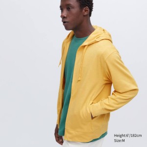 Uniqlo Airism Uv Protection Zipped Men's Hoodie Yellow | OGHNQY328