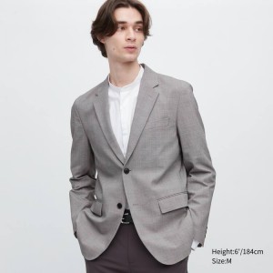 Uniqlo Airsense Ultra Light Glen Checked Men's Jackets Grey | UCVBIA850