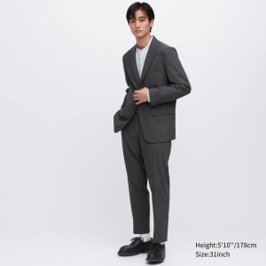 Uniqlo Airsense Ultra Light Wool-look Men's Trousers Dark Grey | XWFKJT956