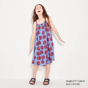 Uniqlo Andy Warhol Flowers Collection Ut Camisole Kids' Dress Blue | LWISQD278