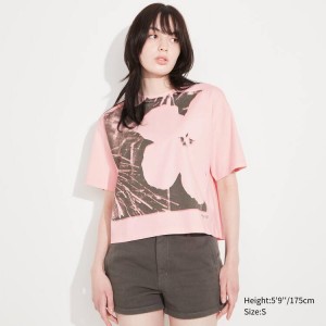 Uniqlo Andy Warhol Flowers Collection Ut Graphic Women's T Shirts Pink | LBSCTP159