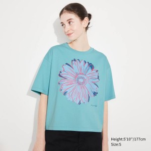 Uniqlo Andy Warhol Flowers Collection Ut Graphic Women's T Shirts Green | XQKBUG584