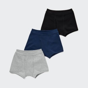 Uniqlo Boxer (Three Pack) (2021 Season) Kids' Underwear Grey / Blue / Black | SRCFZU029