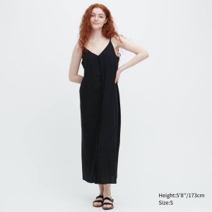 Uniqlo Button-down Flared Camisole Women's Dress Black | SJKTXI156