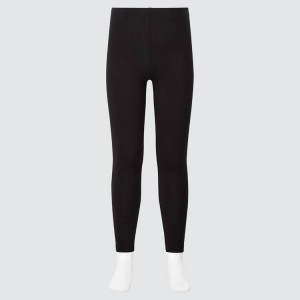 Uniqlo Cotton (2021 Season) Kids' Leggings Black | CBVYWX153