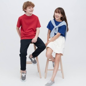 Uniqlo Cotton Colour Crew Neck Short Sleeved Kids' T Shirts Red | AQMPWZ718