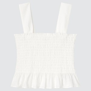 Uniqlo Cotton Gathered Sleeveless Women's Blouse White | CXNEFY621