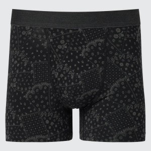 Uniqlo Cotton Patchwork Boxer Men's Underwear Black | AENFVJ963