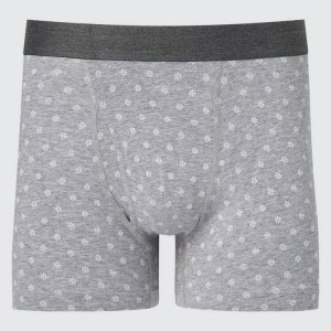 Uniqlo Cotton Printed Boxer Men's Underwear Grey | BFSROE806