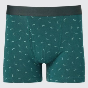 Uniqlo Cotton Printed Boxer Men's Underwear Green | ENZAWM490