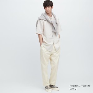 Uniqlo Cotton Relaxed Fit Ankle Length Men's Loungewear White | BWMJHT897