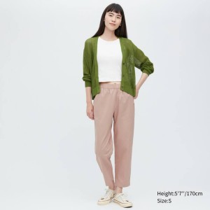 Uniqlo Cotton Relaxed Fit Ankle Length Women's Trousers Pink | SEIHBO107