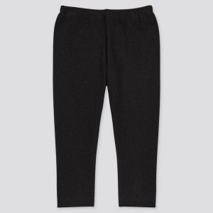 Uniqlo Cotton Ribbed (2021 Season) Baby Leggings Black | GXBFKD780