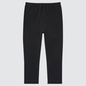 Uniqlo Cotton Ribbed (2021 Season) Baby Leggings Black | WGYMTK603