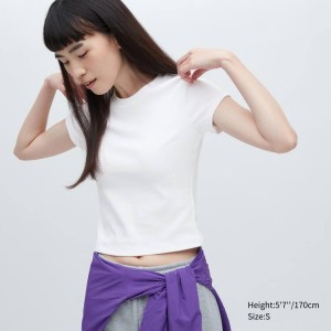 Uniqlo Cropped Fit Short Sleeved Women's T Shirts White | ESINPK437