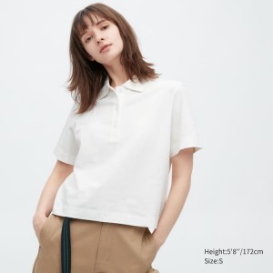 Uniqlo Cropped Relaxed Fit Short Sleeved Women's Shirts White | NWAVZC194