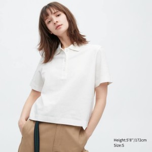 Uniqlo Cropped Relaxed Fit Short Sleeved Women's T Shirts White | ZEBKUN681