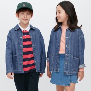 Uniqlo Denim Overshirt Kids' Jackets Blue | EZJGMN872