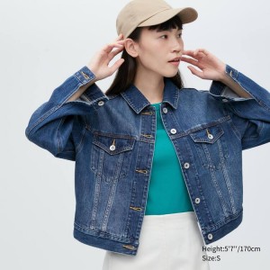 Uniqlo Denim Short Women's Jackets Blue | FSINBR916