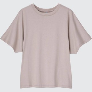 Uniqlo Dolman Sleeve Women's T Shirts Grey | EQTIOJ816