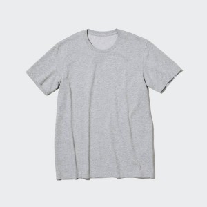 Uniqlo Dry Colour Crew Neck (2020 Season) Men's T Shirts Grey | ISEHMW960