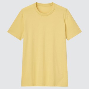 Uniqlo Dry Crew Neck Men's T Shirts Yellow | TIPCHY401