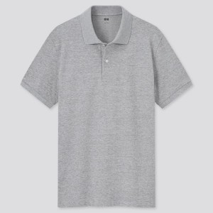 Uniqlo Dry Piqué (2021 Season) Men's Polo Shirts Grey | SHYDIR519