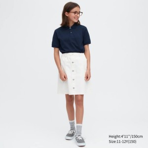 Uniqlo Dry Piqué Kids' Polo Shirts Navy | LDICVG127