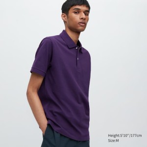 Uniqlo Dry Piqué Men's Polo Shirts Purple | HAUJEB781