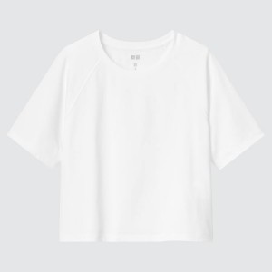 Uniqlo Dry-ex Crew Neck Cropped Women's T Shirts White | ACEFLQ608