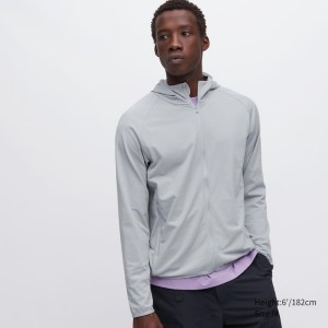 Uniqlo Dry-ex Uv Protection Zipped Men's Jackets Light Grey | FNIGDQ839