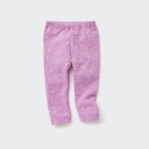 Uniqlo Fleece Cat Print Baby Leggings Pink | MRUEPB634