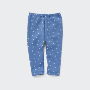 Uniqlo Fleece Footprint Baby Leggings Blue | ZXPRWF827