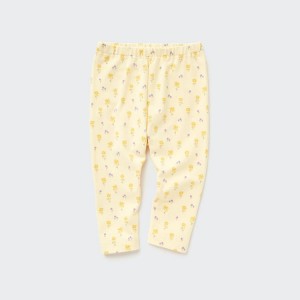 Uniqlo Flower Print Baby Leggings Yellow | IXOFJG524