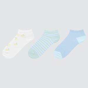 Uniqlo Fruit Print Short (Three Pairs) Kids' Socks White / Blue / Green | ILMHED873