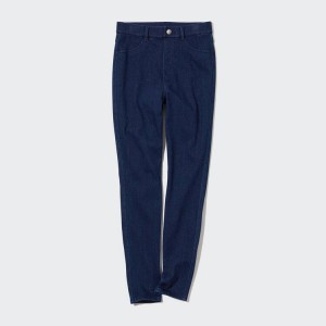 Uniqlo Heattech Ultra Stretch High Rise Denim Thermal Women's Trousers Blue | VHYBUA037