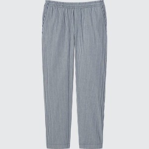 Uniqlo Hickory Easy Relaxed Ankle Length Men's Trousers Blue | DBWJNZ416