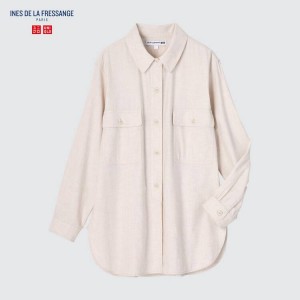 Uniqlo Ines De La Fressange Flannel Tunic Women's Tops Beige | QTZPFN653