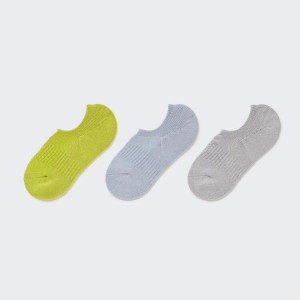 Uniqlo Invisible No-show Sports (Three Pairs) Women's Socks Green / Grey | DVFEZX947