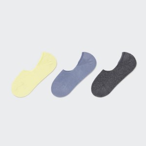 Uniqlo Invisible No-show (Three Pairs) Women's Socks Yellow / Blue / Grey | ZILNHW835