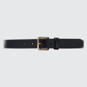 Uniqlo Italian Saddle Leather Men's Belts Black | VEBZPM290