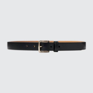 Uniqlo Italian Saddle Leather Men's Belts Black | YJPHNZ589