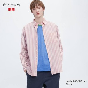 Uniqlo Jw Anderson Oversized Men's Shirts Pink | WJRXAK091