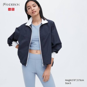 Uniqlo Jw Anderson Ribbed Casual Women's Jackets Navy | CZWJQO493